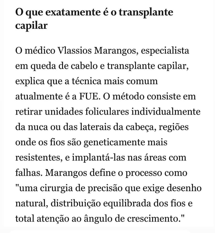 Dr. Vlassios Marangos: Com Tadeu Schmidt, transplante capilar volta a chamar atenção e reflete tendência entre homens. 